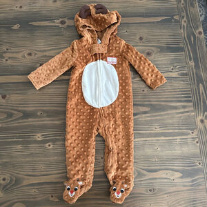 Baby Rudolph Footie Pajamas 9M Brown Cozy Holiday Christmas My First
